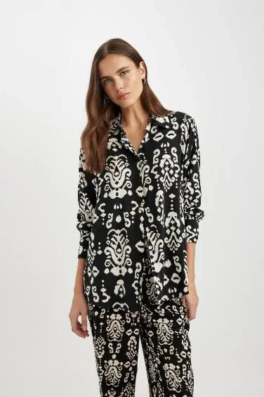 تونيك اوفر سايز كم طويل وياقة قميص